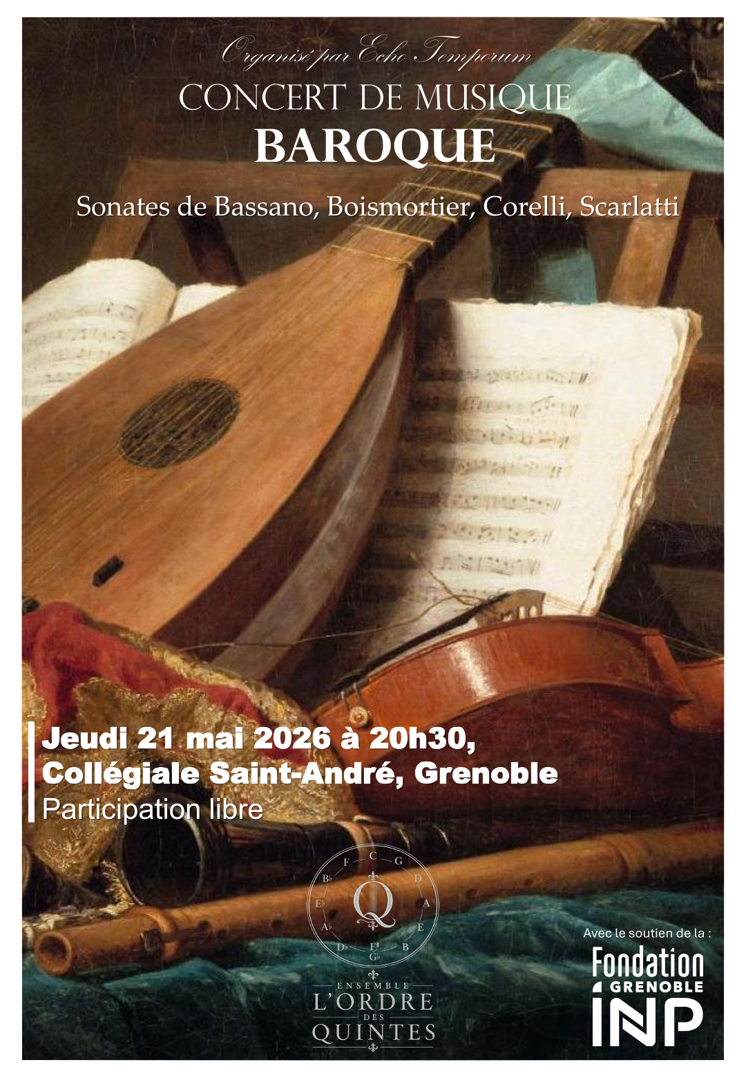 Affiche du concert Compositeurs européens des XVIIe et XVIIIe siècles